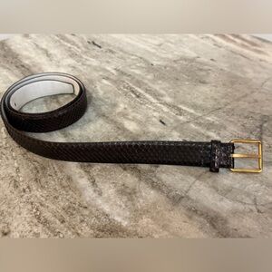 Giorgio Armani Genuine Snake Skin Belt Gold Tone Buckle Dark Brown $950